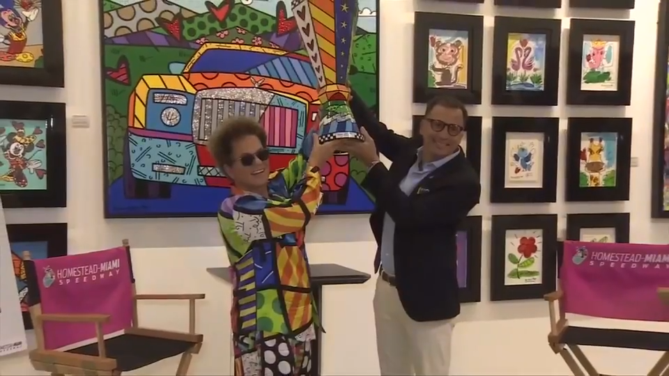 Iconic artist Romero Britto makes unique trophy for NASCAR Championship Weekend in Homestead — WSVN 7 Miami-Dade, Coral Gables Arts news